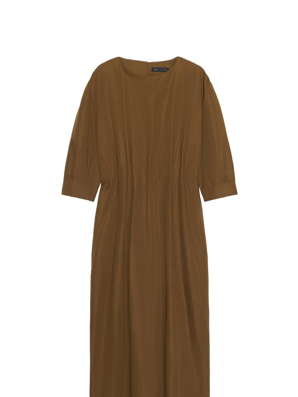 New without tag.Zara Olive-Brown Maxi Dress with 3/4 Sleeves